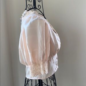 Uo Isabella Lace Trim Satin Blouse 